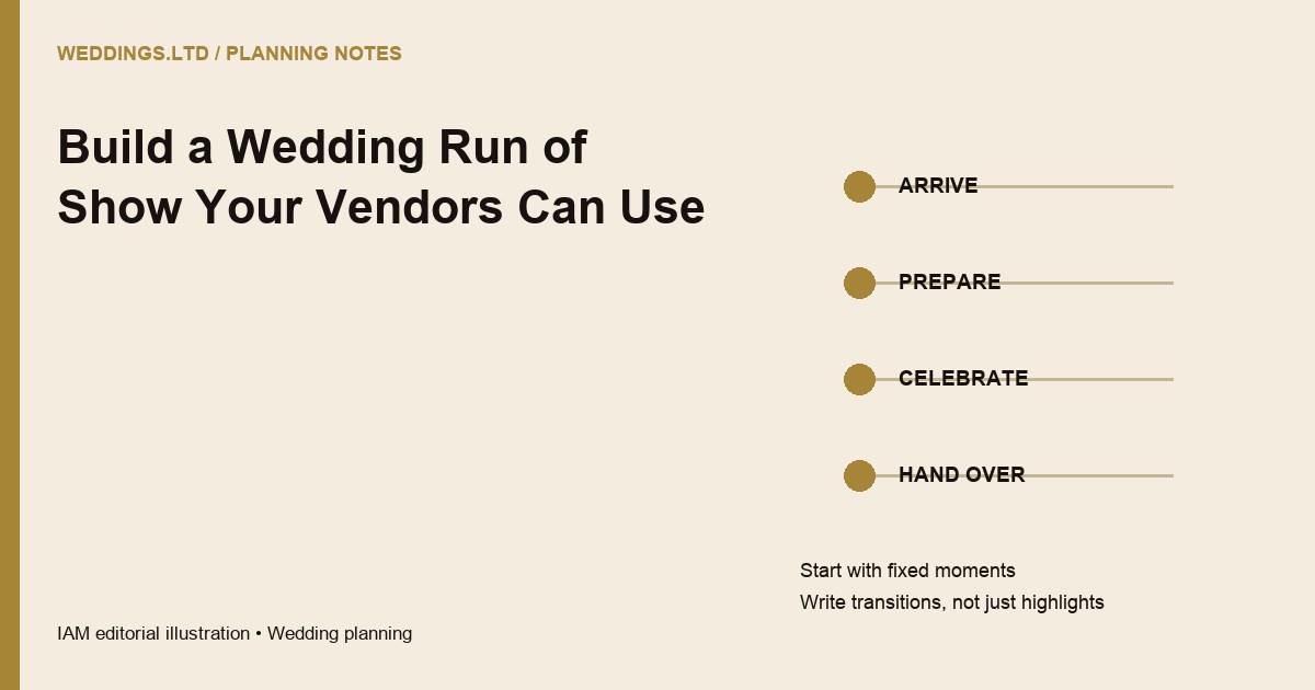 Build a Wedding Run of Show Your Vendors Can Use — editorial artwork